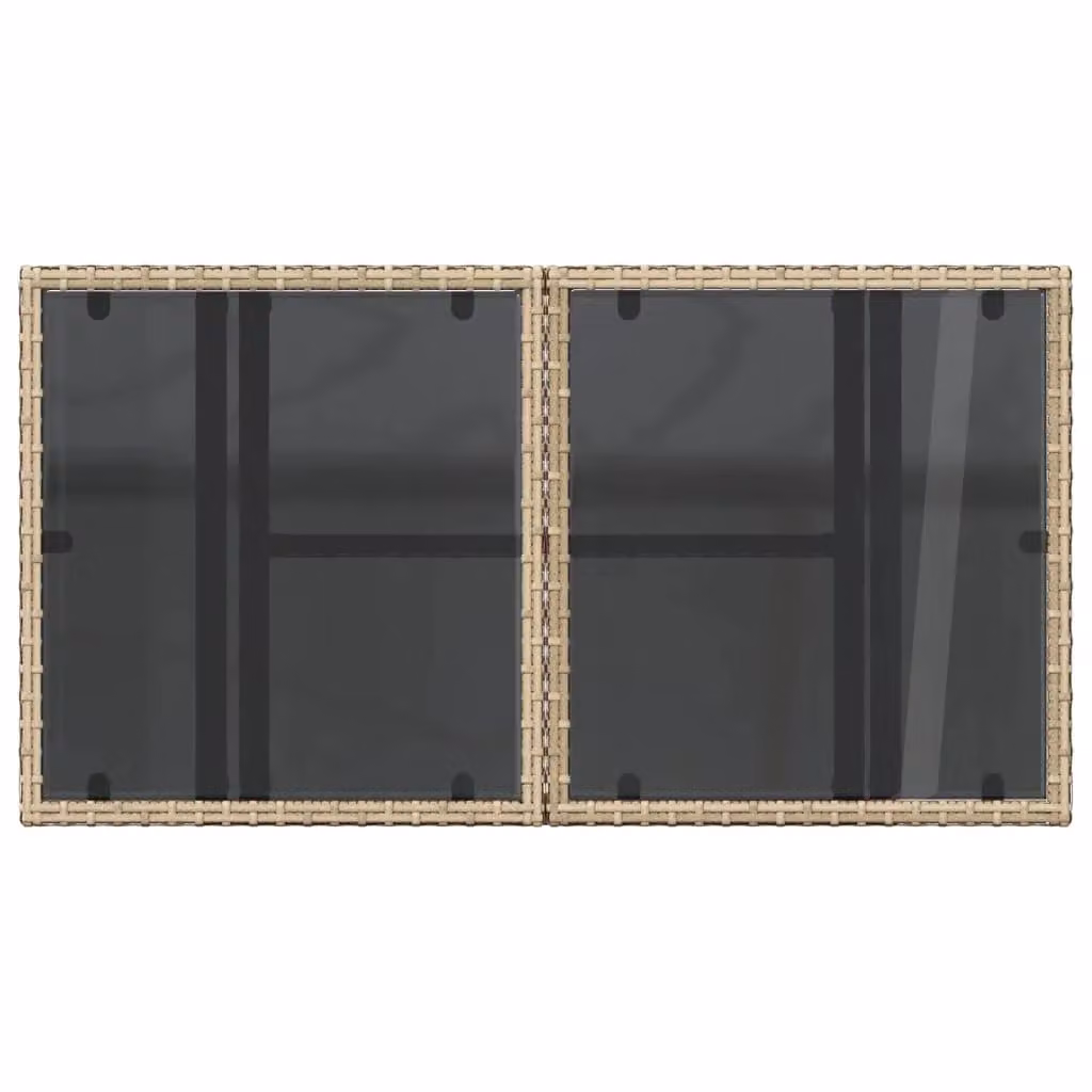 Berkfield Home Beige Poly Rattan Garden Table with Glass Top, W/D/H: 100 x 55 x 73 cm – 3