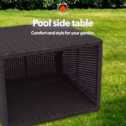 Canadian Spa Co. Wicker Hot Tub Side Table Surround for Square Spas with Rustproof Aluminium Frame, Black – 4