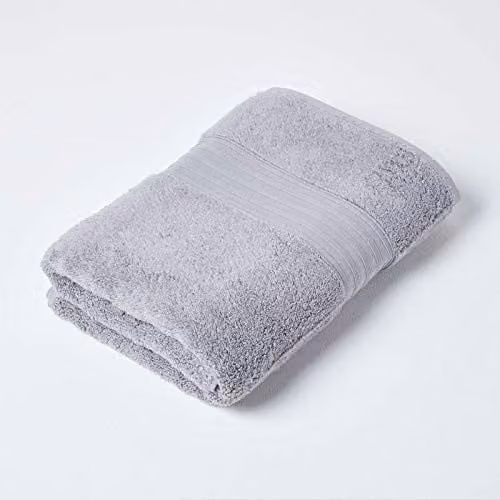 Homescapes Grey Supima Cotton Zero Twist Bath Towel, 550 GSM, 130 x 70 cm
