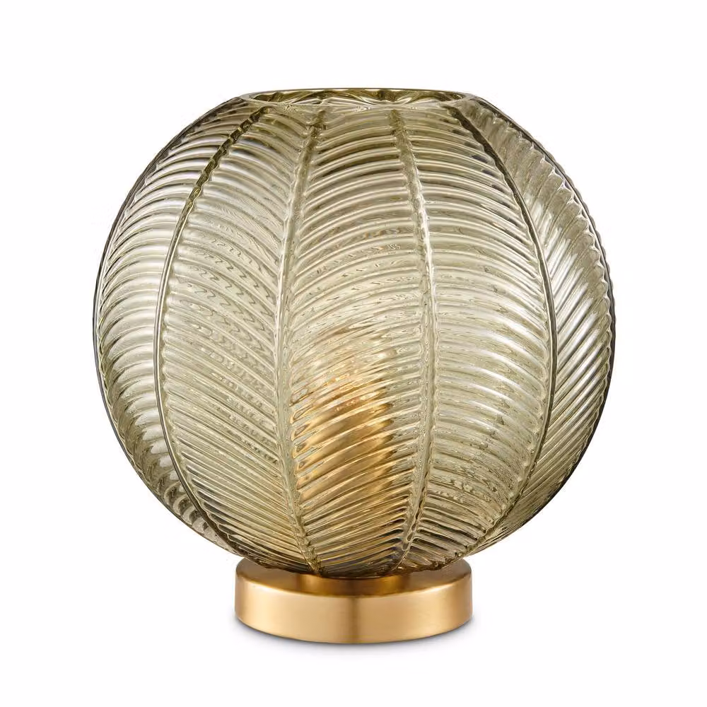 FurnitureboxUK Nadine Small Green Glass Globe Table Lamp with Gold/Brass Base – 3