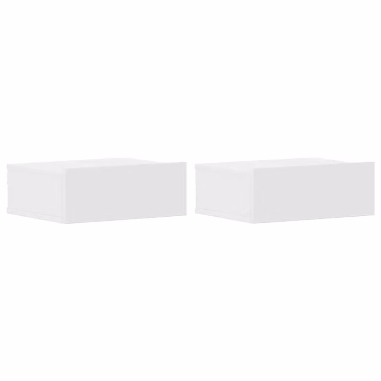 Berkfield Home Classic Floating Nightstands, 2 Pack, White, W/D/H: 40 x 30 x 15 cm