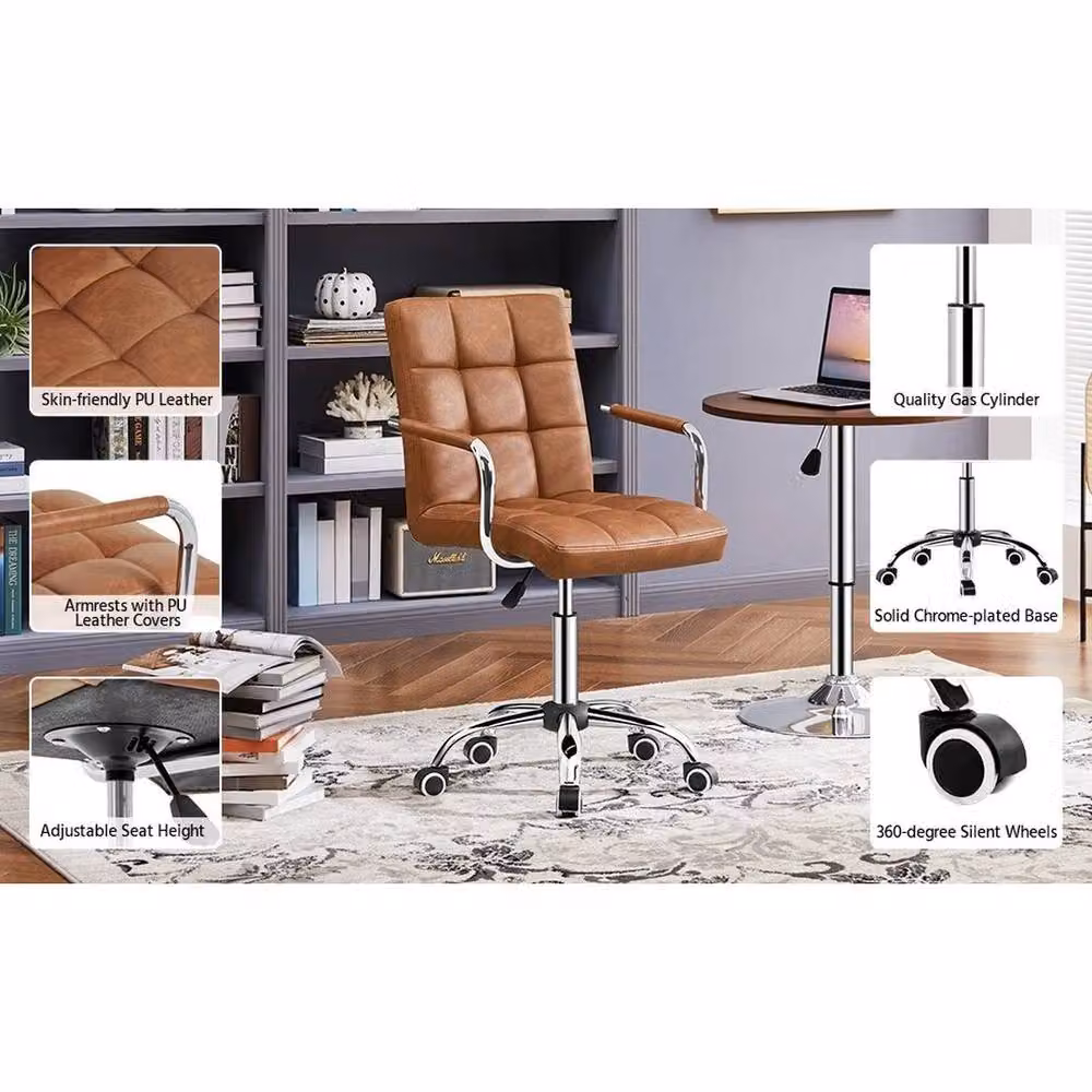 KORVIXA Retro Brown Synthetic Leather Executive Computer Chair – 2