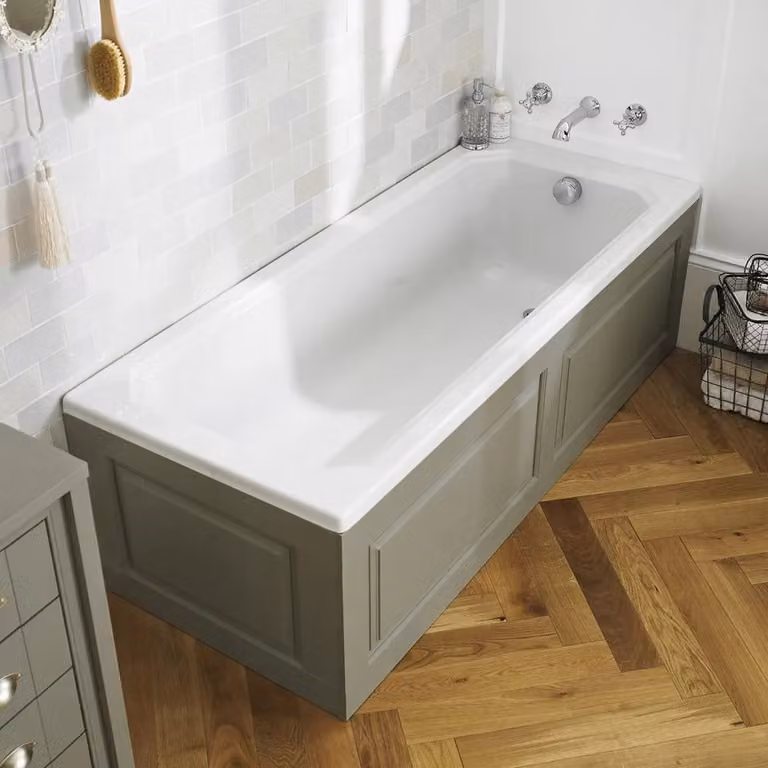 Nes Home Chiltern Stone Grey Traditional Bath End Panel and Plinth, Width: 780 mm