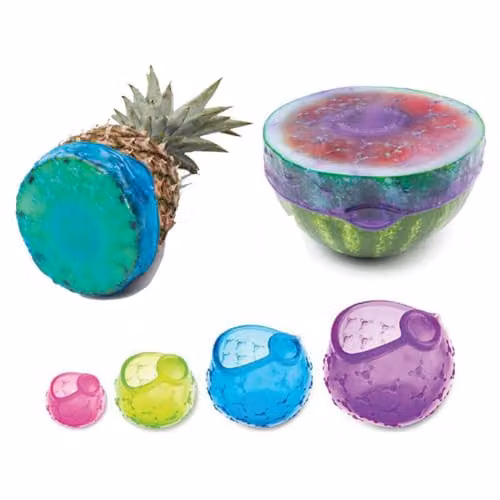 mysmartbuy Set of 4 Reusable Silicone Food Covers in Multicolour, Fridge and Freezer Safe – 2