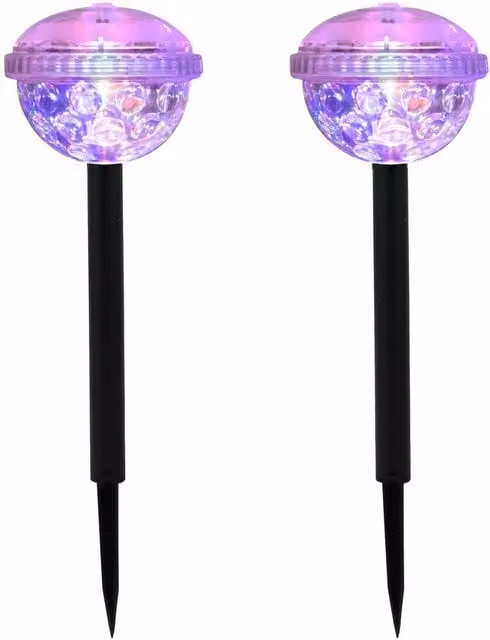 Gardenwize Pack of 2 Multicolour Solar Disco Stake LED Lights with Dusk Sensor – 1