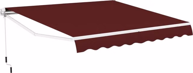 COSTWAY Red Retractable Manual Garden Patio Canopy Awning with Crank and Folding Arms, W/D/H: 360 x 360 x 360 cm
