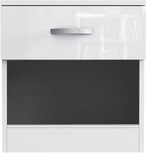 PAWNORA Modern Glossy White Bedside Table