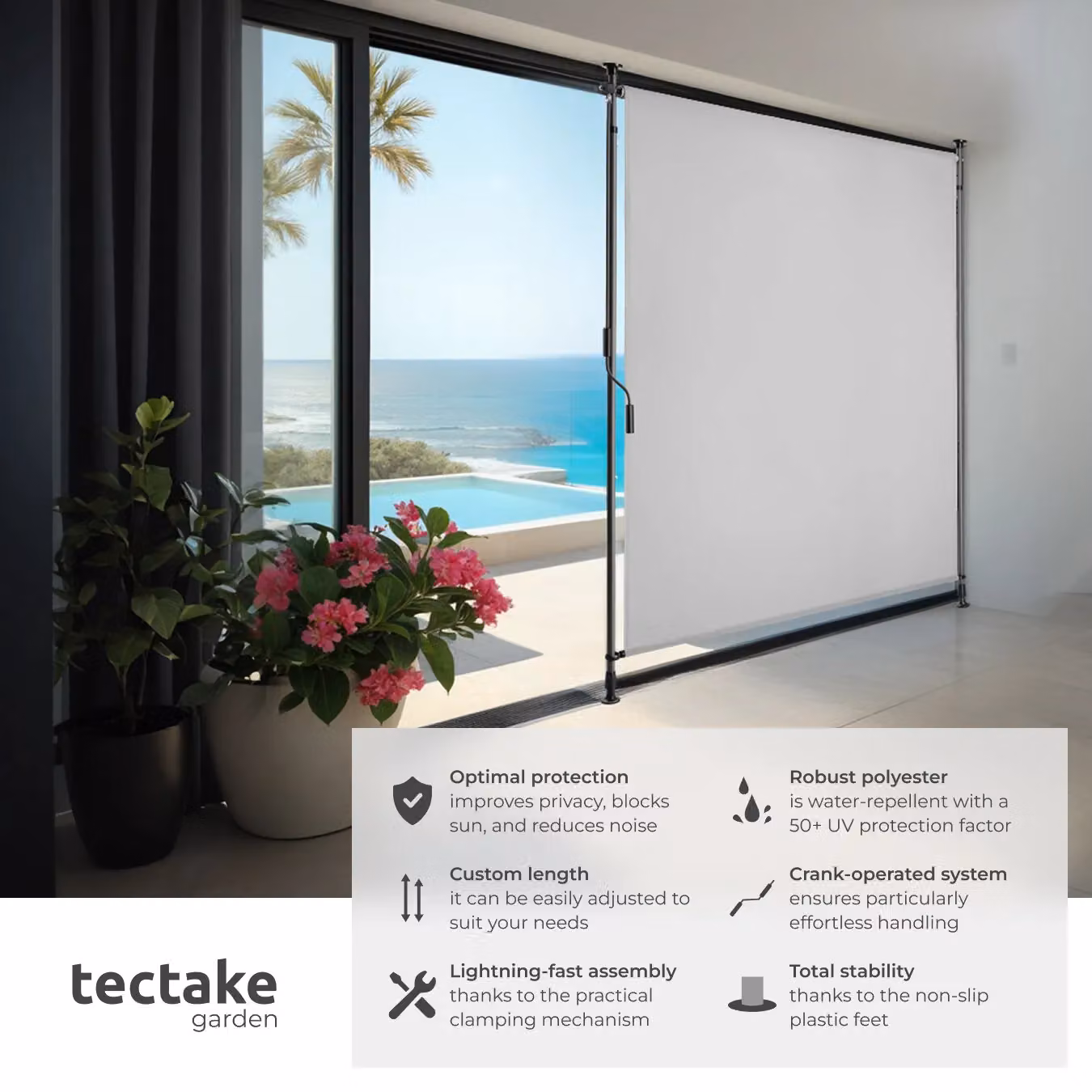 tectake Taija Retractable Awning in Grey, W/D: 310 x 120 cm – 2