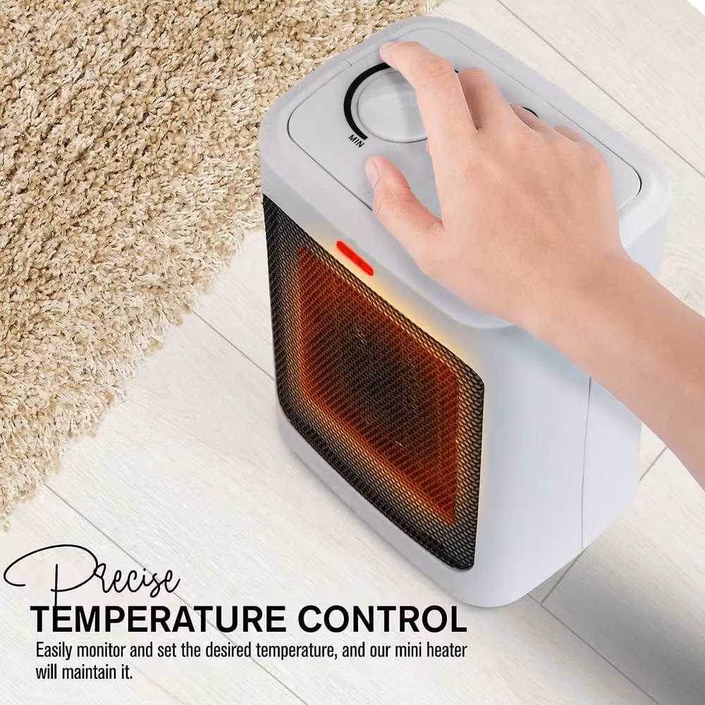 Tanness Ceramic Fan Heater with Tilt and Overheat Protection, Black and White – 4