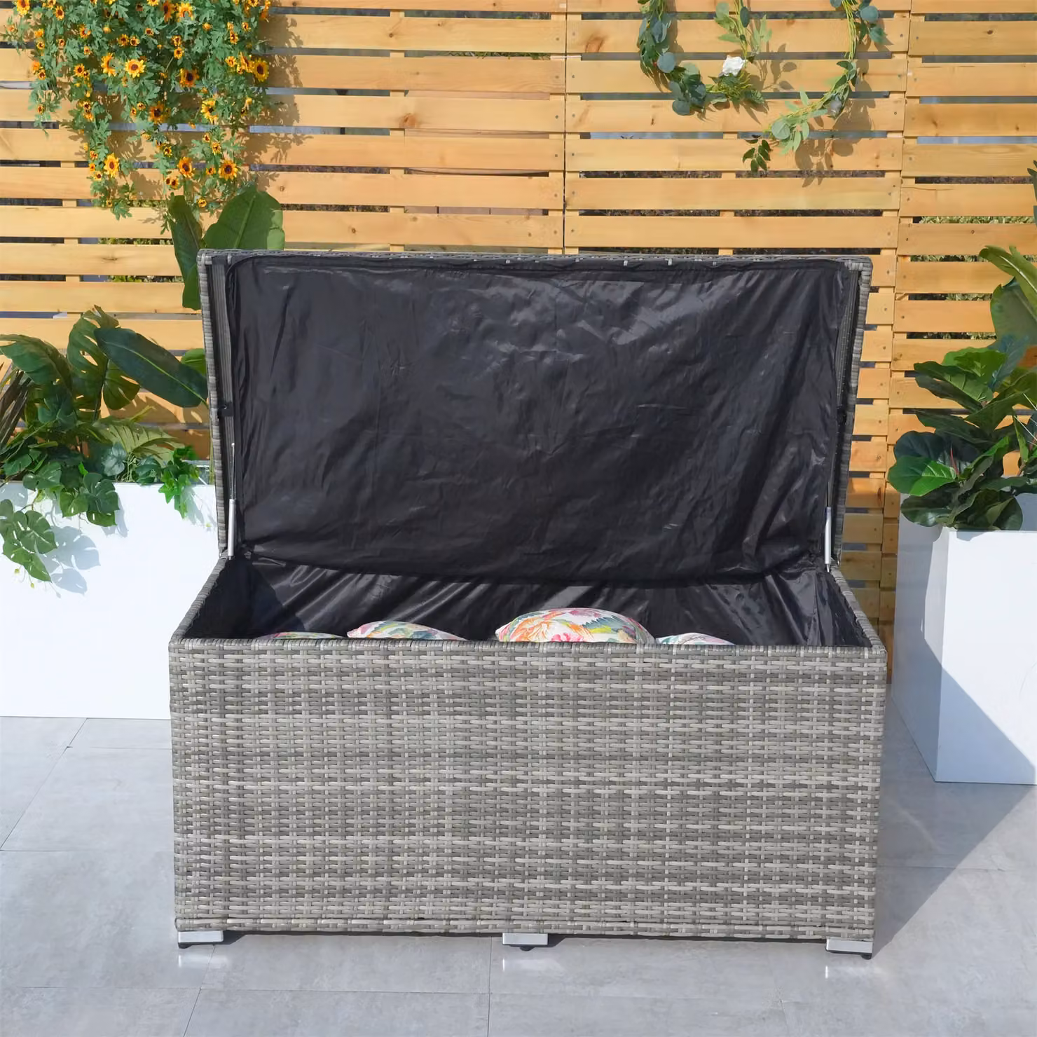 Direct Wicker 980L Large Grey Rattan and Aluminium Outdoor Deck Storage Box – 6