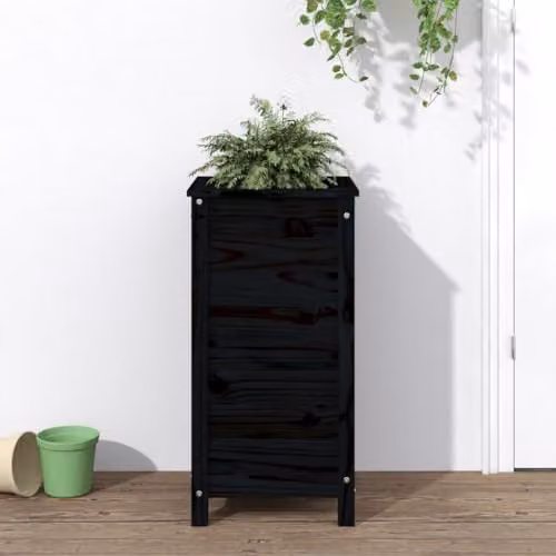 vidaXL Black Wooden Garden Planter Tub W/D/H: 40 x 40 x 78 cm – 2