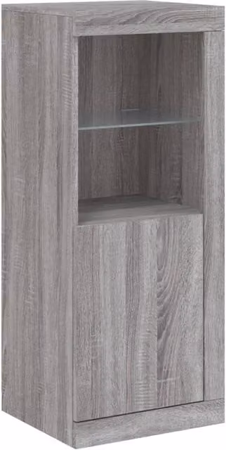 Berkfield Home Modern Grey Sideboard with Integrated LED Lights, W/D/H: 41 x 37 x 100 cm