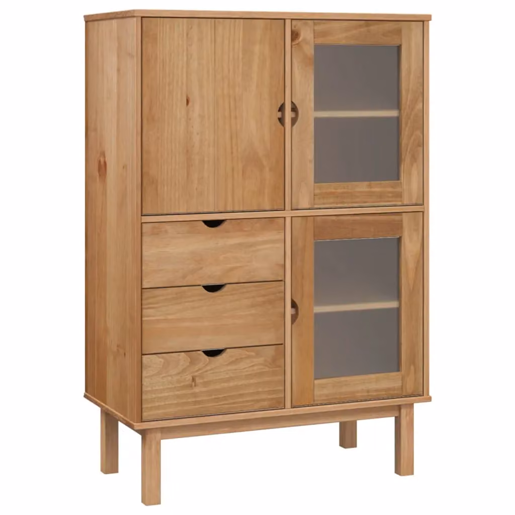 Berkfield Home OTTA Highboard in Brown Solid Pine Wood, W/D/H: 85 x 43 x 125 cm – 2