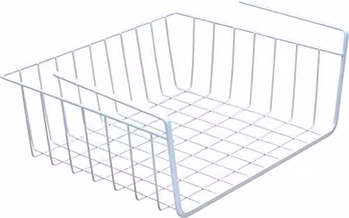 St Helens Home & Garden White Metal Mesh Under Shelf Hanging Storage Basket, Width: 30 cm