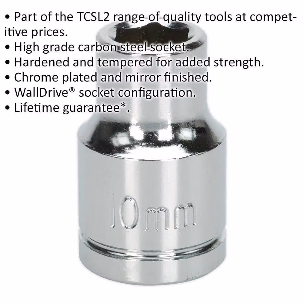 Loops 10mm Chrome Plated Drive Socket 1/2 inch Square Drive in Silver Steel – 2