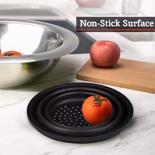 Orsina Collapsible Silicone Colander and Steamer in Black – 4