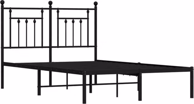Berkfield Home Metal Bed Frame with Headboard in Black Small Double