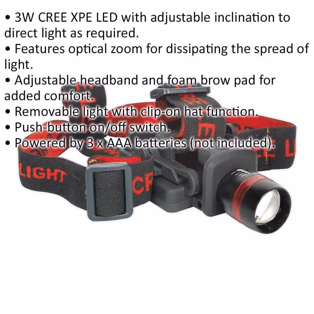 Loops Black Multicolour 3W LED Head and Hat Torch with Adjustable Headband – 2