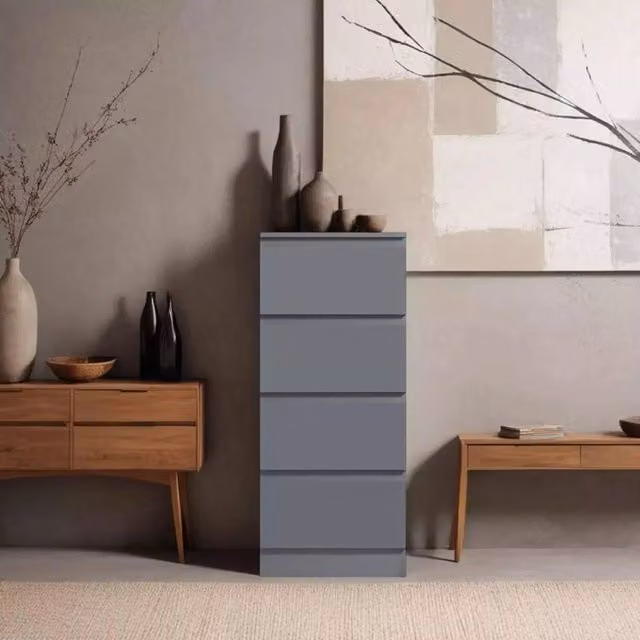 FORGEVIO 4 Drawer Chest of Drawers in Matt Dark Grey