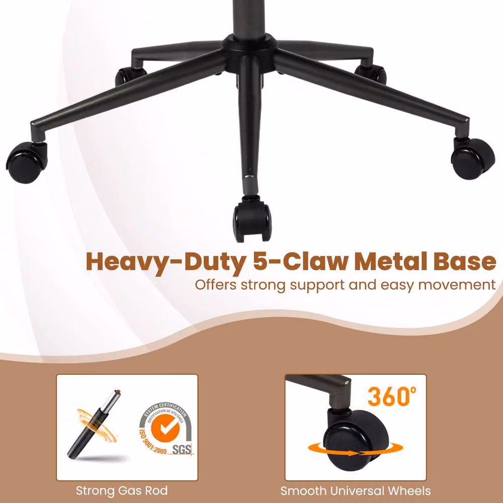 Gymax Ergonomic Brown Office Chair with Headrest and Rocking Backrest – 4