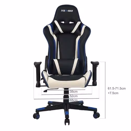RayGar RG-MAX Pro Reclining Sports Racing Gaming Office Chair in Blue with Faux Leather and Headrest – 2