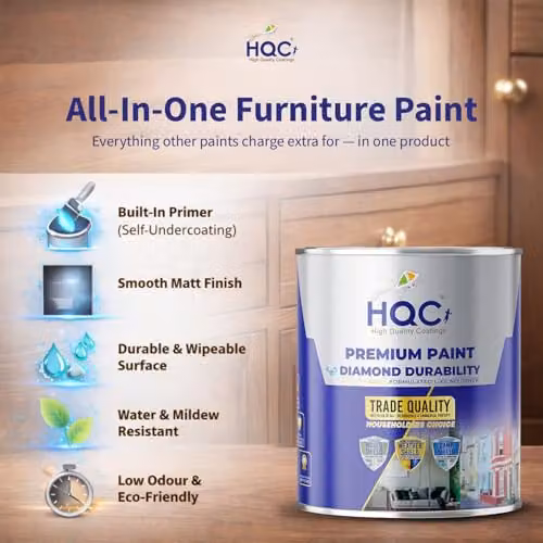 HQC Paints Matt Black Water-Based Furniture and Wood Paint, 1 l – 3