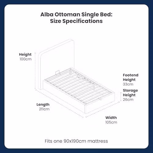 Flair Furnishings Alba Single Ottoman Bed Frame with Storage and Curved Headboard in Cream Boucle – 2