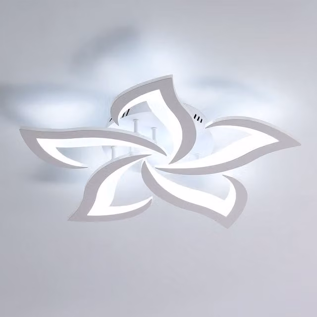 COMELY 60W Modern 5 Petal Flower LED Ceiling Light in White, Diameter: 60 cm – 1