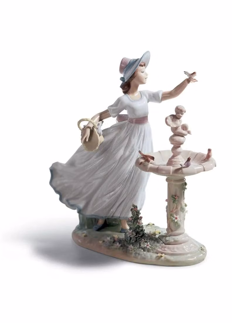 Lladró Spring Joy Girl Porcelain Figurine in White