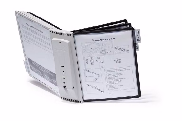 Durable 10 Panel Wall Display Photo Frame Flap Index in Black and Grey, A4 Size