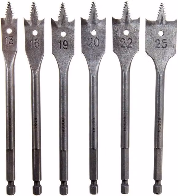 Bosch Silver Self Drilling Flat Drill Bit Set, Pack of 6