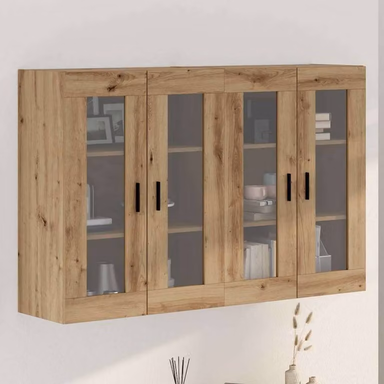 Berkfield Home Artisan Oak Wall Mounted Cabinets, 2 Piece Set in Brown, W/D/H: 69.5 x 34 x 90 cm