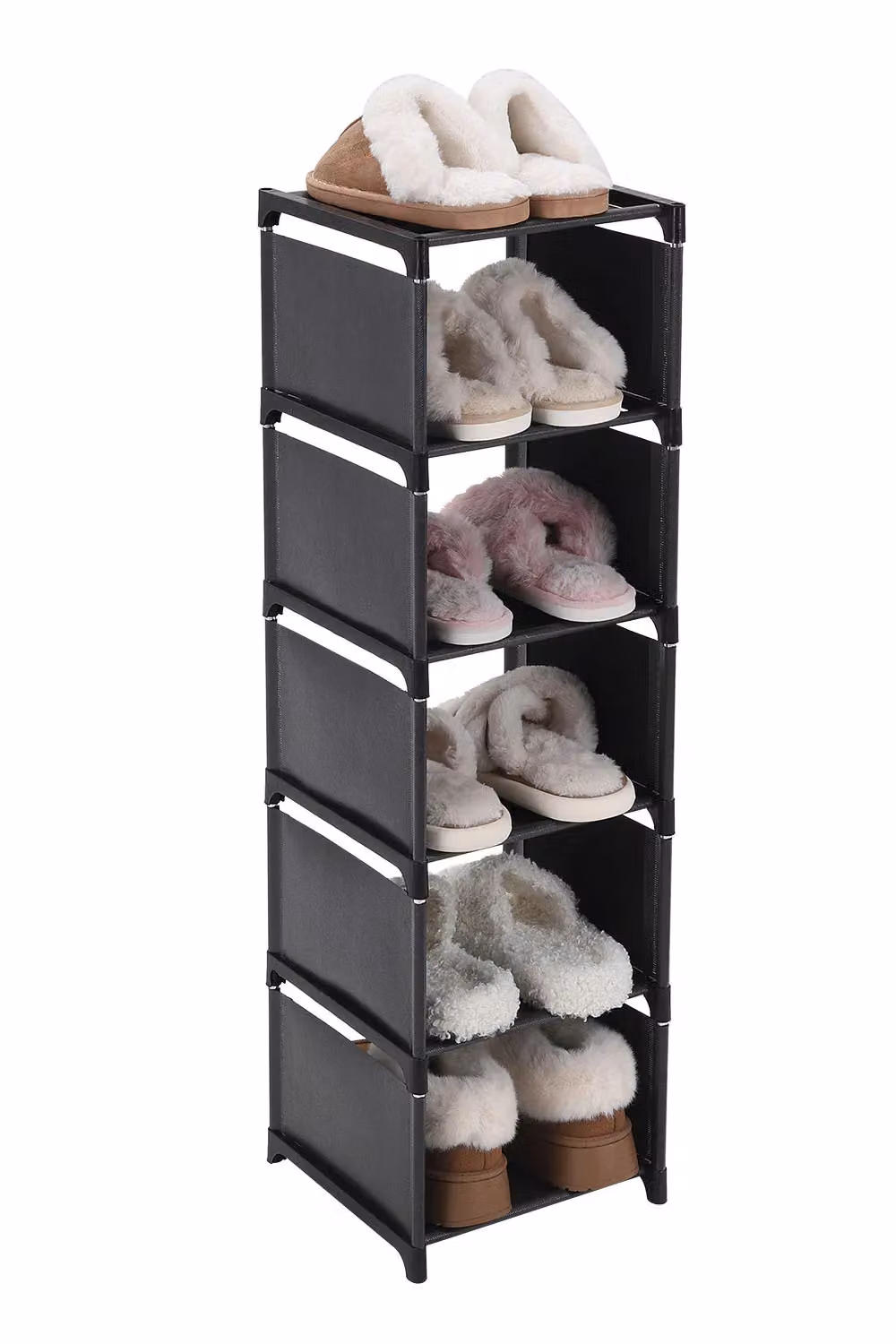 Living and Home 6-Tier Large Capacity Metal Entryway Shoe Storage Rack in Black – 2