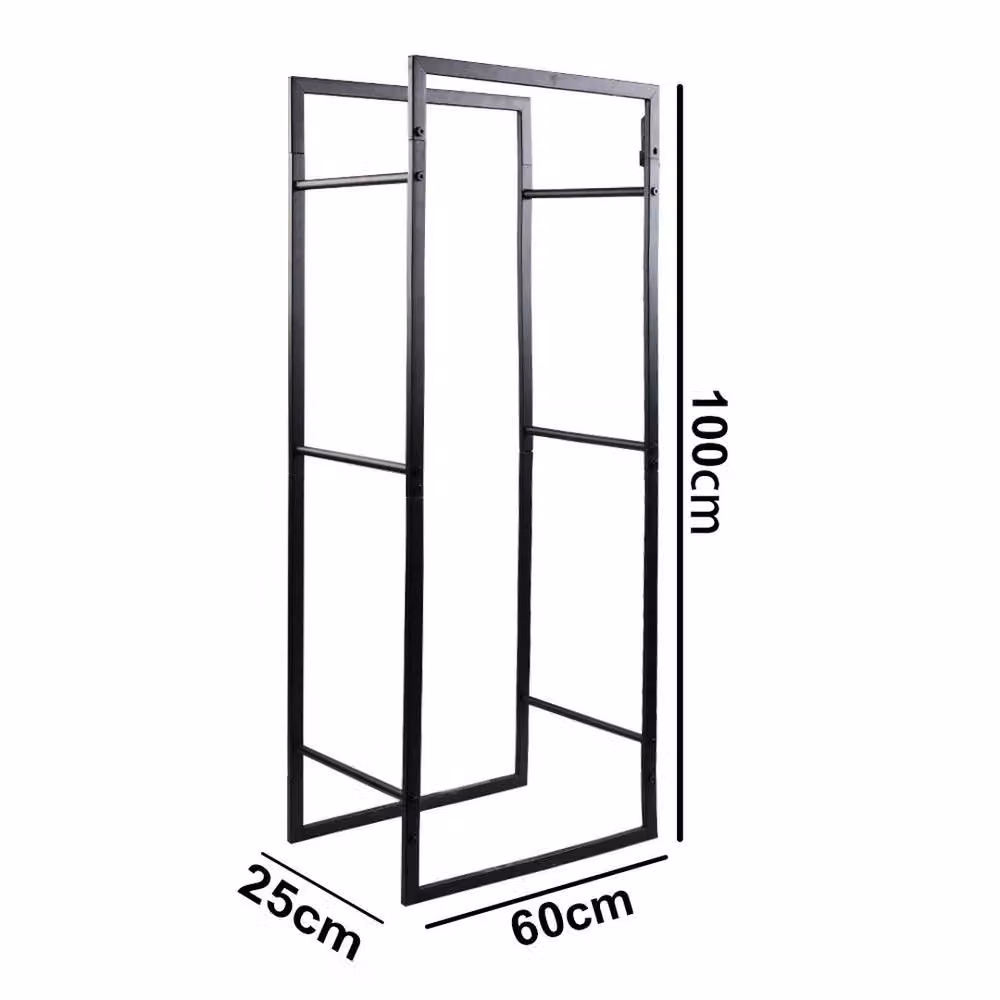 EONLION Metal Firewood Log Holder Rack in Black, W: 100 cm, D: 60 cm – 2