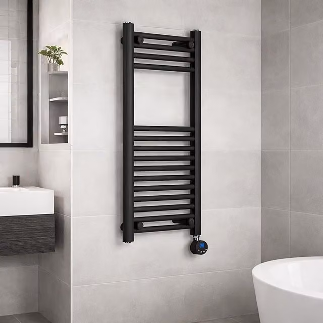 Lux Heat Black Metal Ladder Towel Radiator H 800mm x W 400mm