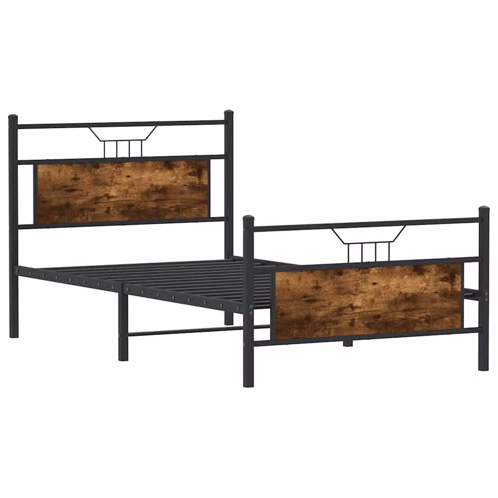 Berkfield Home Smoked Oak Bed Frame in Brown, W/D/H: 100 x 200 cm – 3