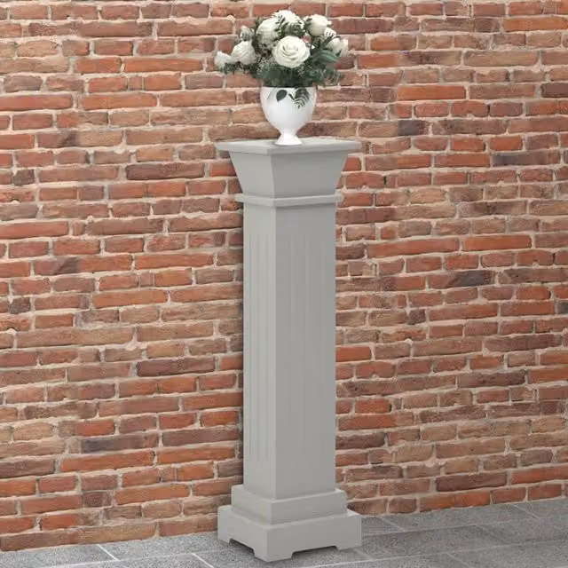 Berkfield Home Classic Square Pillar Plant Stand, Grey MDF, W/D/H: 17 x 17 x 66 cm