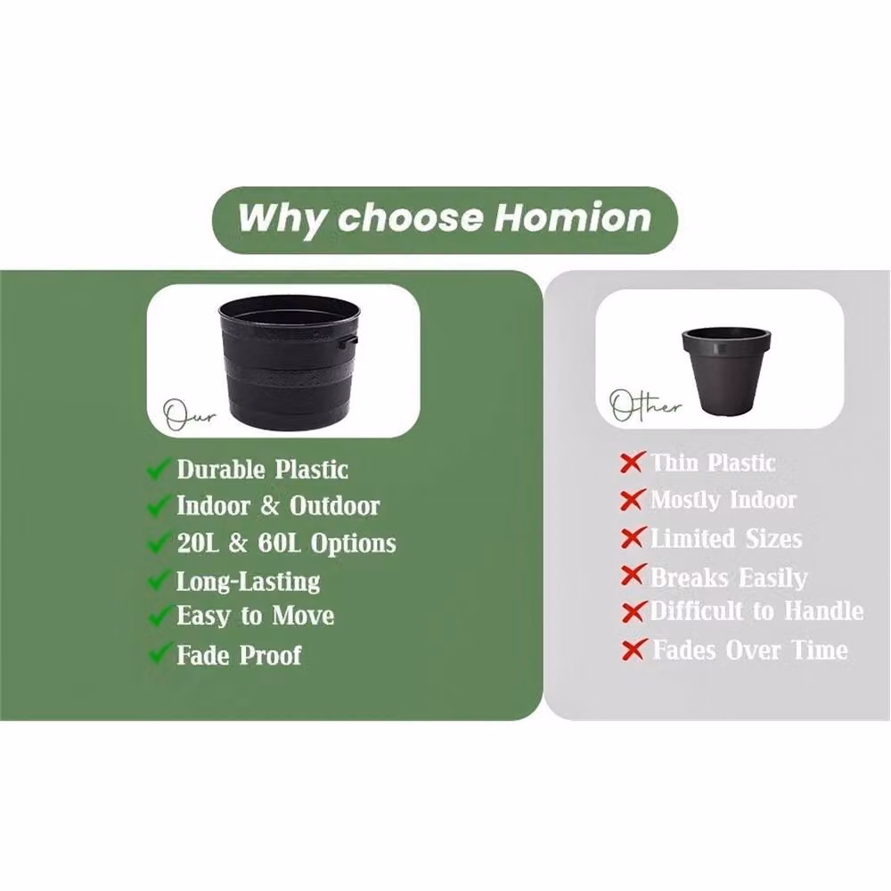 Nordara Black Plastic Planter Tub for Garden and Indoor Plants, Diameter: 37 cm – 2
