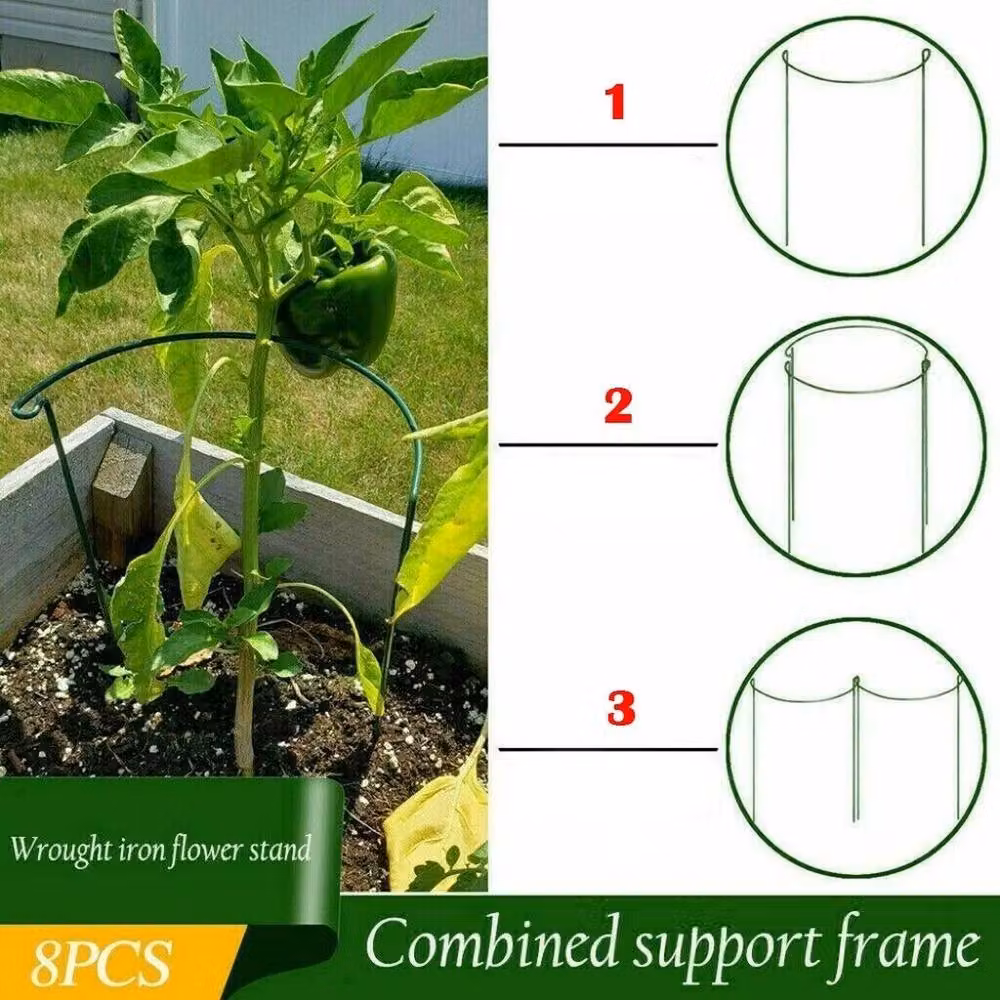 SPETLEK Set of 8 Round Metal Plant Support Stakes in Green – 3