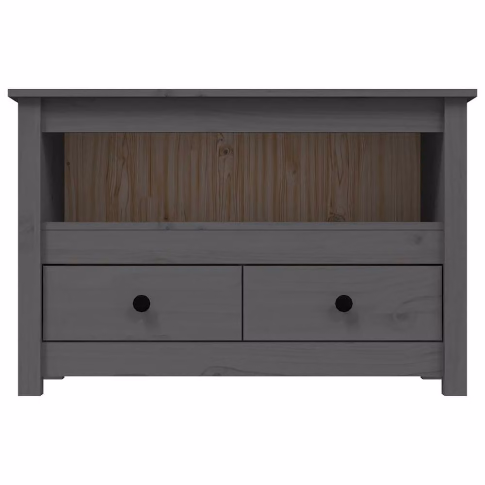 Berkfield Home Grey Rustic Solid Wood Pine TV Cabinet W/D/H: 79 x 35 x 52 cm – 4