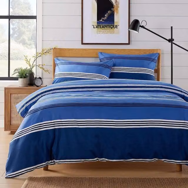 NewEdgeBlinds Modern Striped Duvet Cover in Blue and Grey, W: 180 cm x L: 200 cm