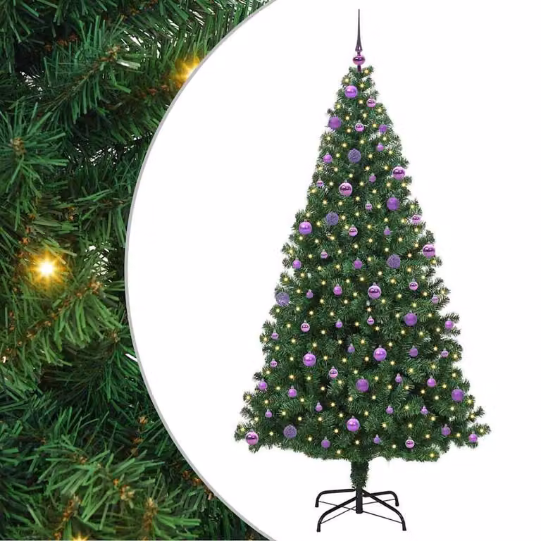 Berkfield Home Artificial Christmas Tree with 300 LEDs in Green, Height: 210 cm