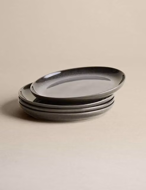 M&S Amberley Grey Reactive Stoneware Side Plates, Set of 4