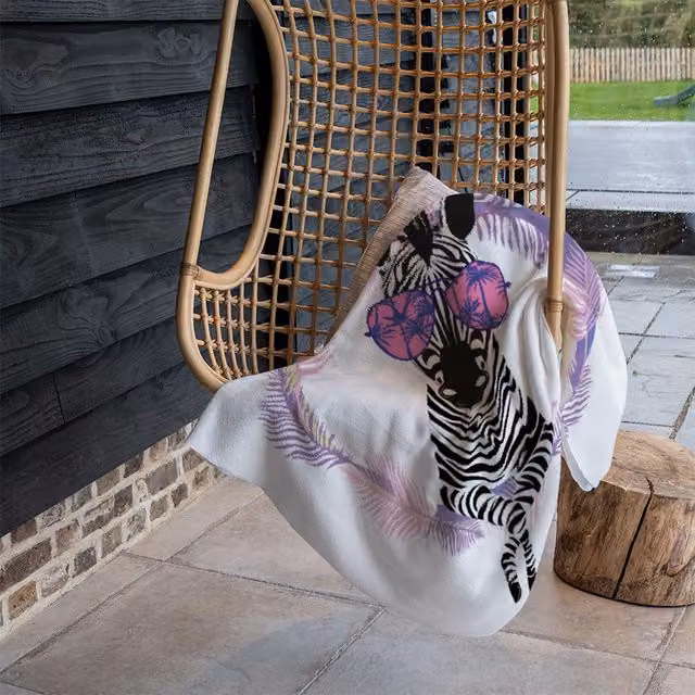 Benjamin Tate Design Pink Zebra Fleece Blanket, W: 120 cm, D: 150 cm