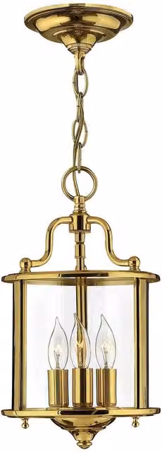 Netlighting Gentry 3 Light Small Ceiling Lantern Pendant in Polished Brass and Glass with E14 Base – 1