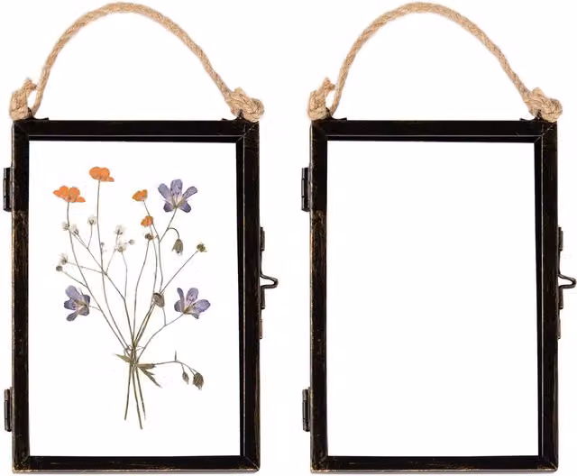 Nicola Spring Vintage Black Metal Hanging Single Rectangular Photo Frame with Glass, Pack of 5