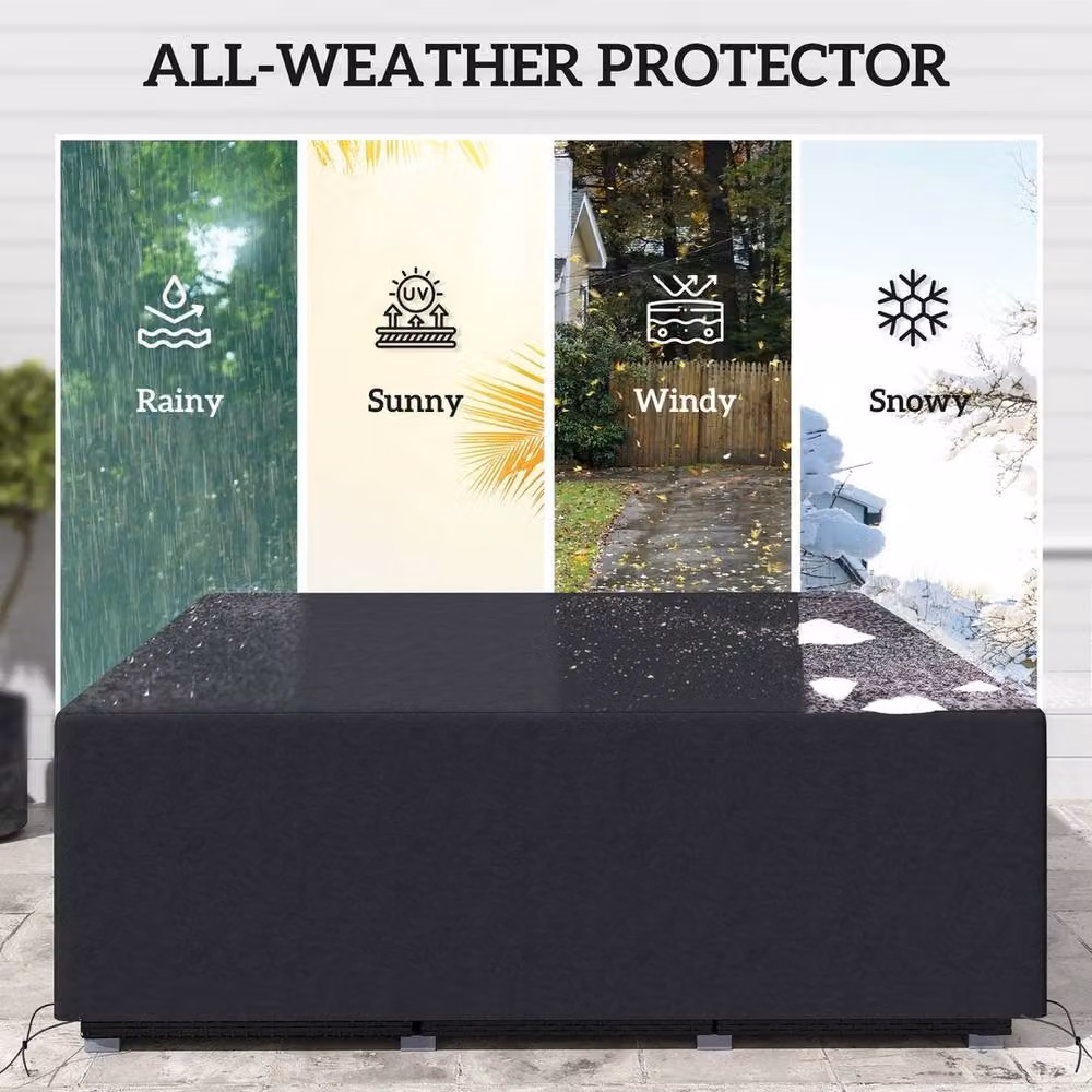 EONLION Black Outdoor Garden Furniture Protective Cover W/D/H: 225 x 210 x 70 cm – 2