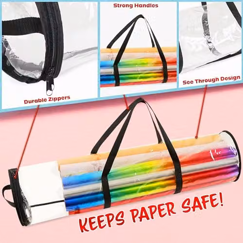Deco Express Wrapping Paper Storage Bag with Handles, Transparent, W/D/H: 25 x 25 x 100 cm – 3