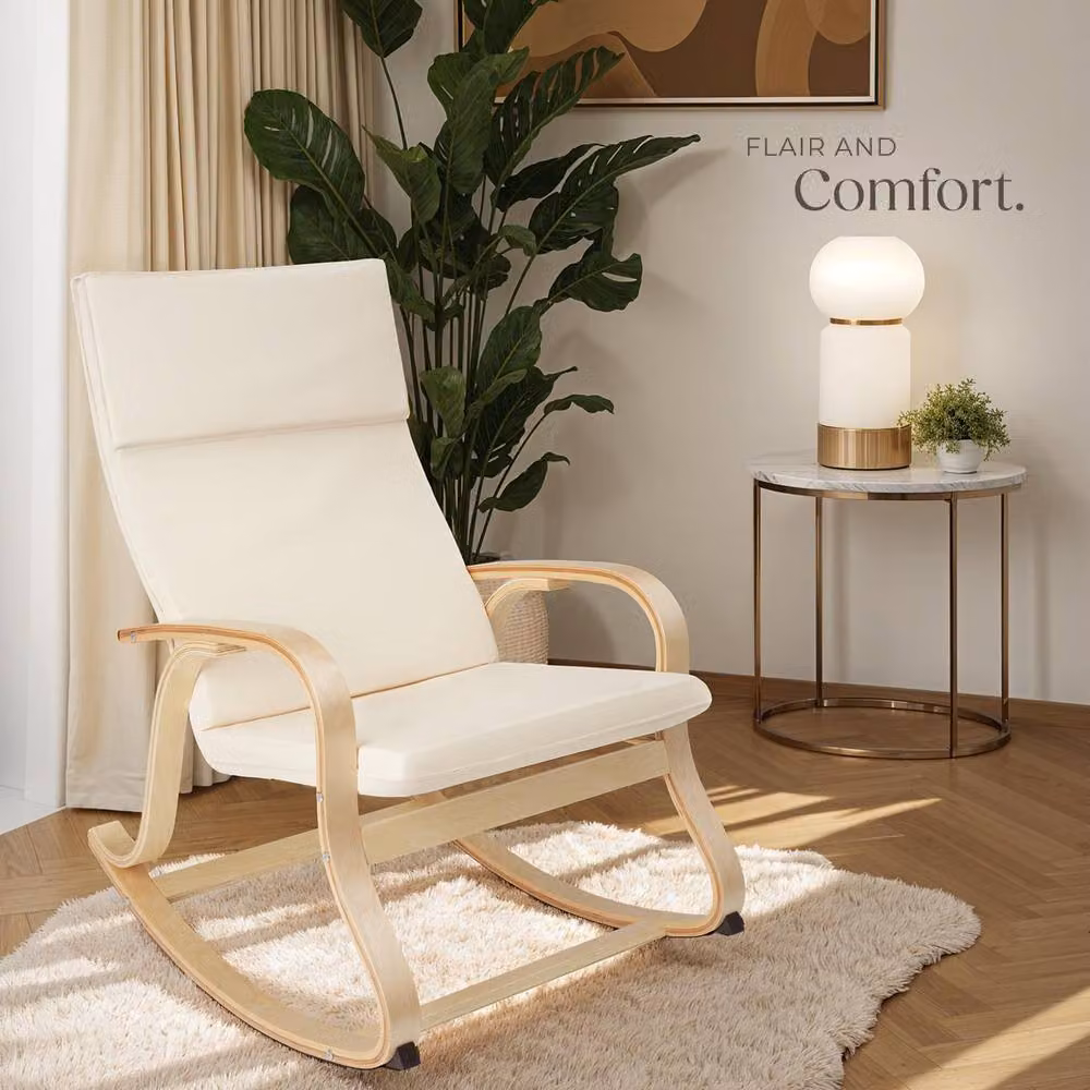 tectake Roca Rocking Chair with Armrests in Beige – 3