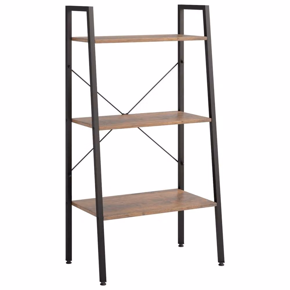 Berkfield Home Practical 3-Tier Standing Shelf, Dark Brown and Black, W/D/H: 56 x 35 x 108 cm – 3